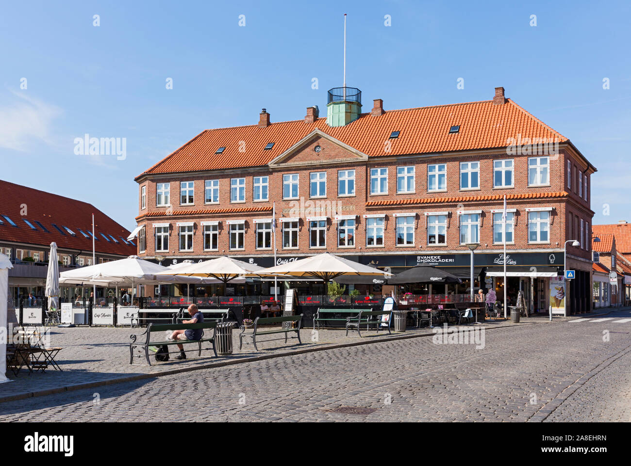 Rønne; Bornholm, Store Torv; altes Rathaus Stock Photo