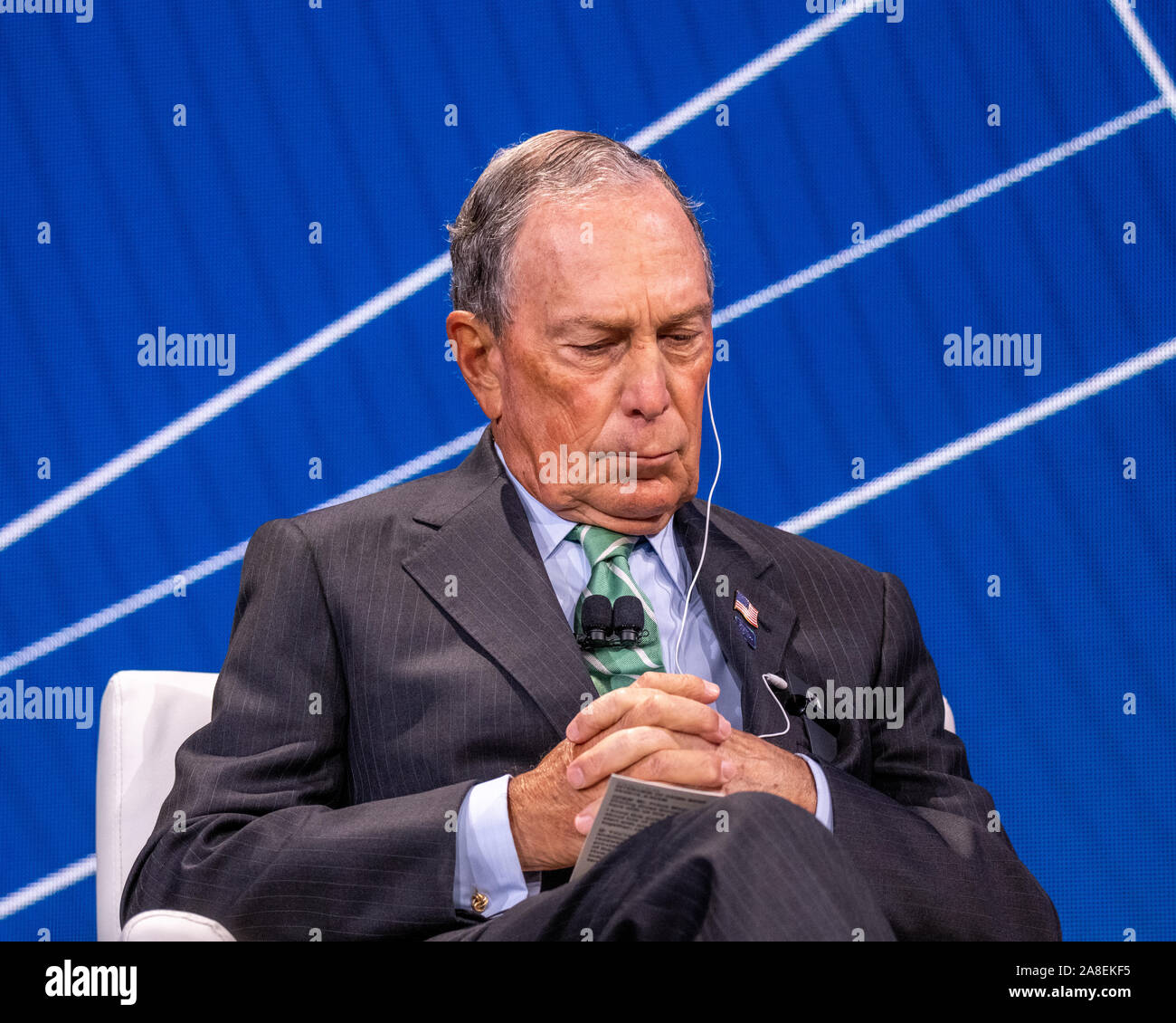 New York, USA,  25 September 2019.  Former New York City Mayor and billionaire Michael Bloomberg at the Bloomberg Global Business Forum.  Bloomberg is Stock Photo
