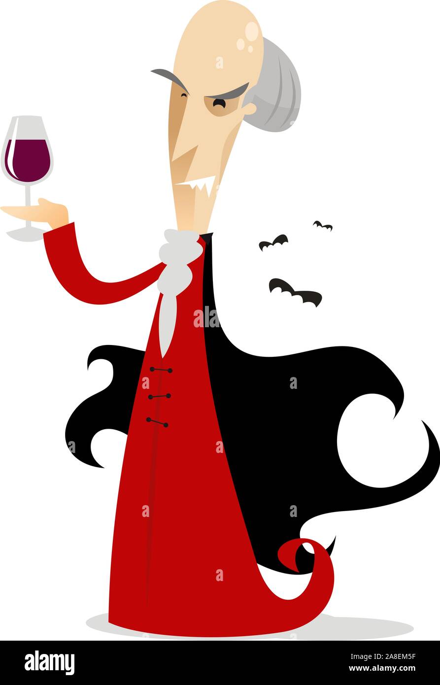 Count Dracula drinking blood cartoon illustration Stock Vector