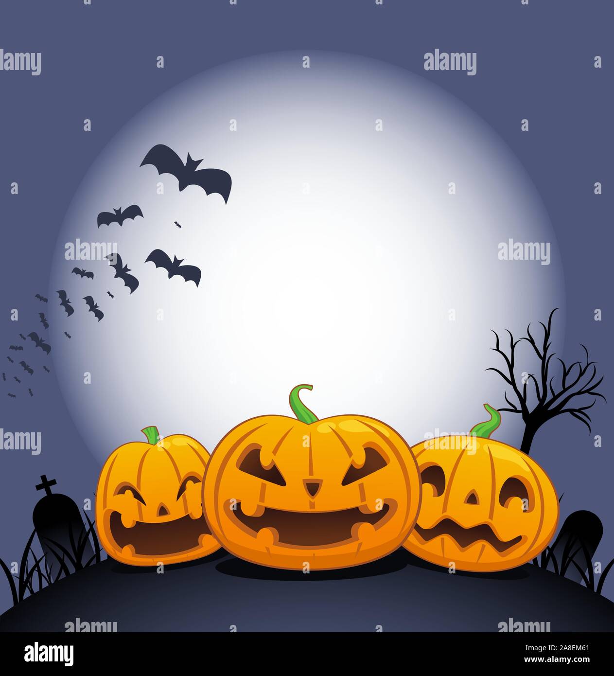 Halloween night cartoon background Stock Vector