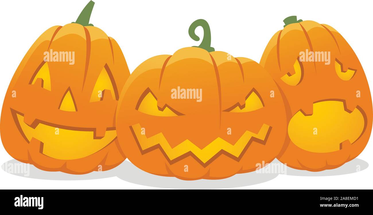 Halloween cartoon of three pumpkins vector illustration Stock Vector