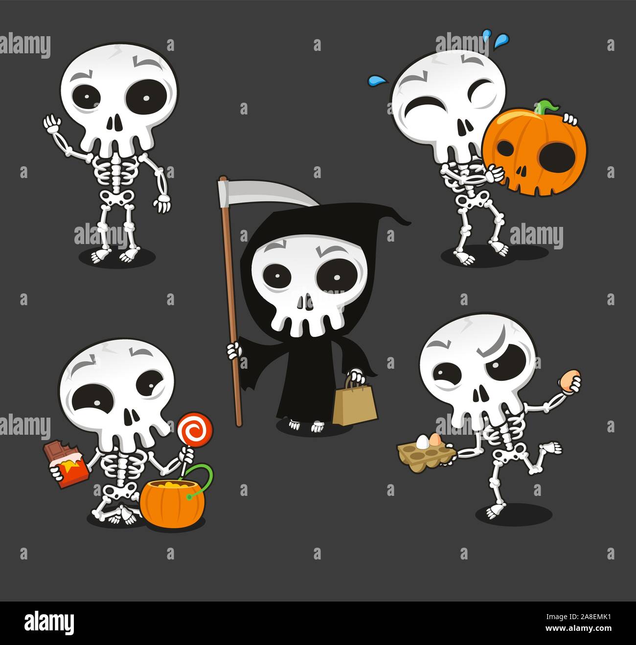 Halloween Skeleton vector cartoon illustration Stock Vector