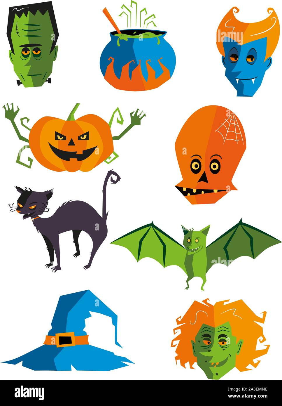 halloween monster cartoon icon illustrations Stock Vector