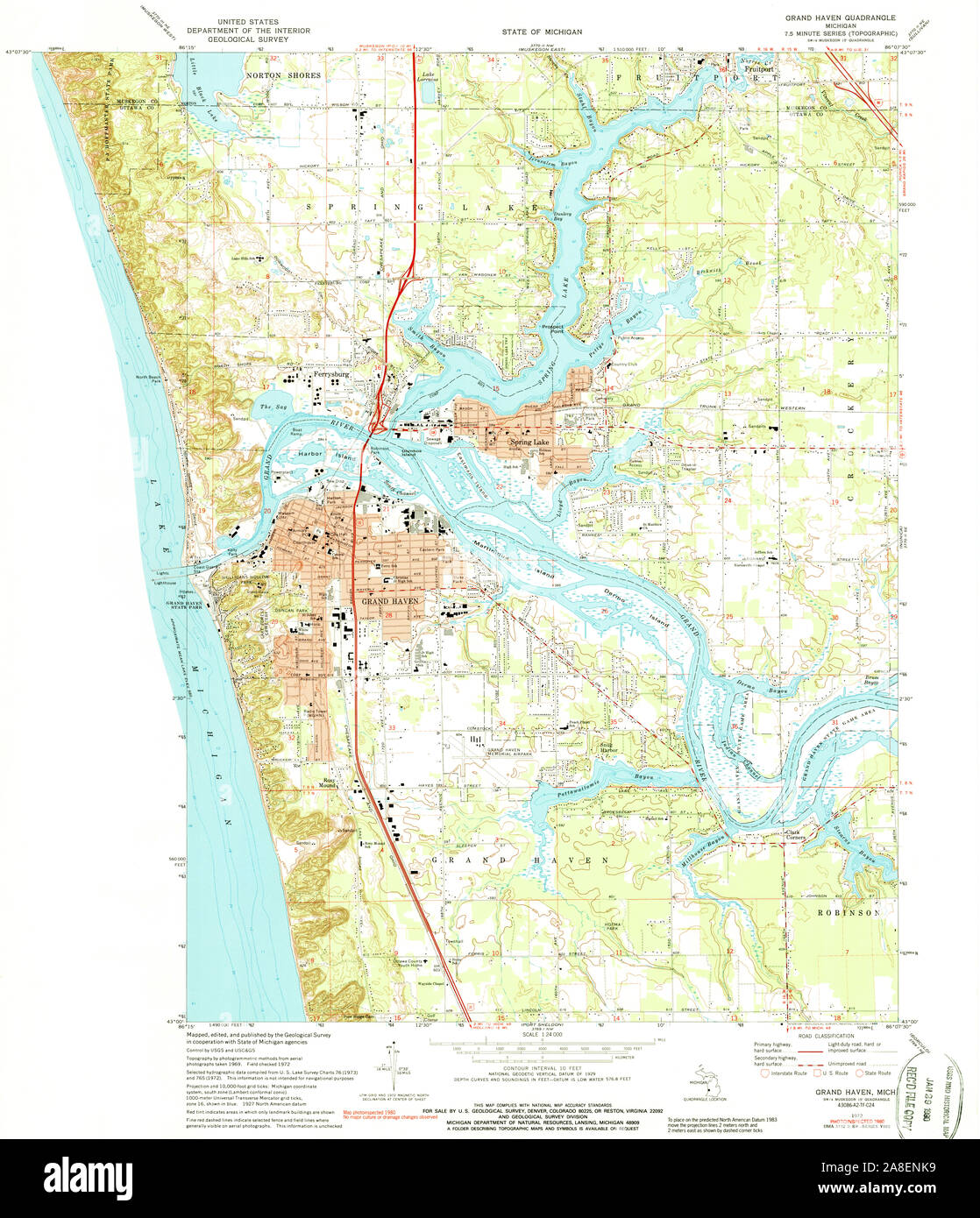 Grand Haven Michigan Historic USGS Topo Map