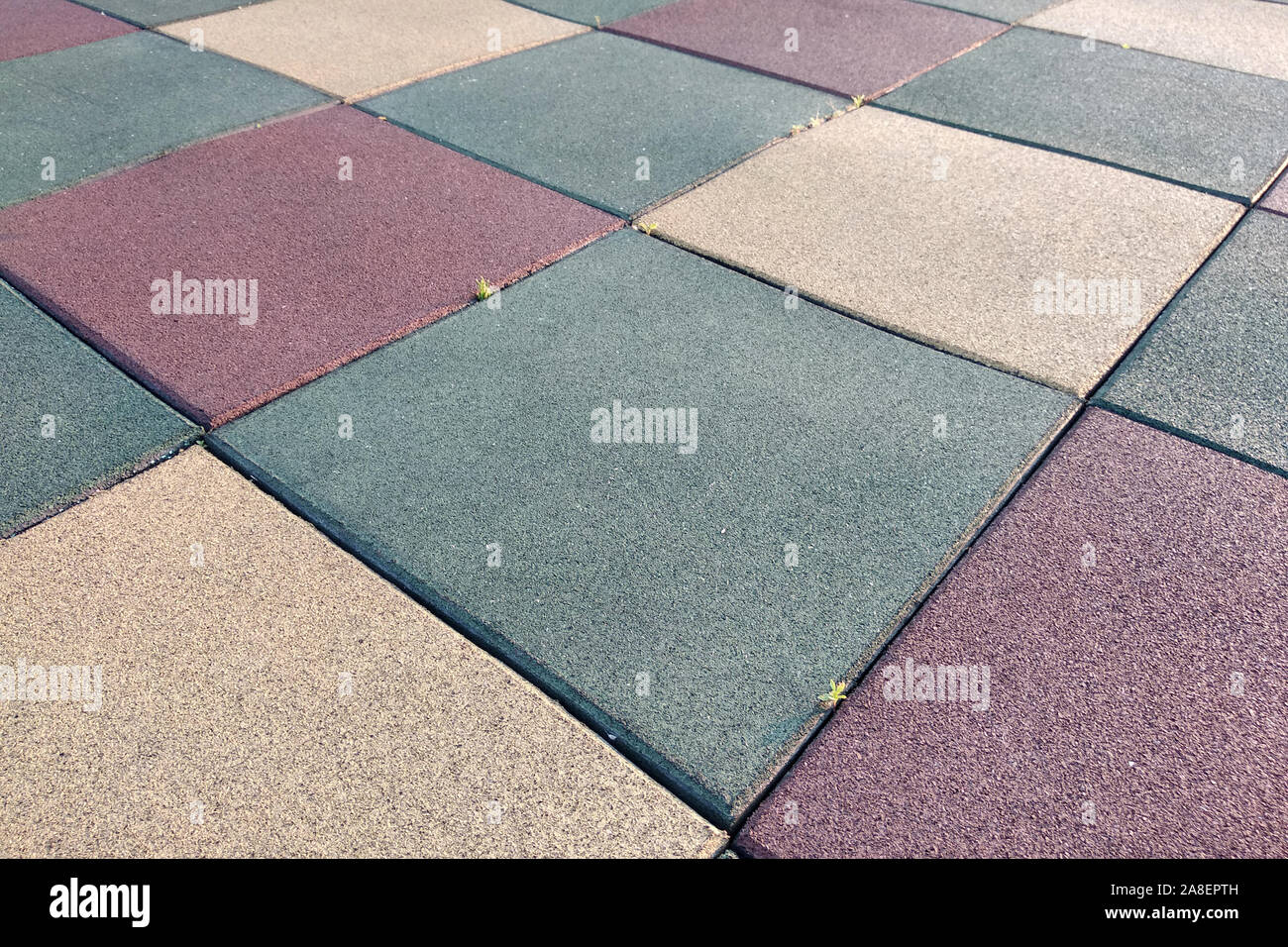 Close Up Of Soft Rubber Tiles For Covering At Outdoor Gym Of