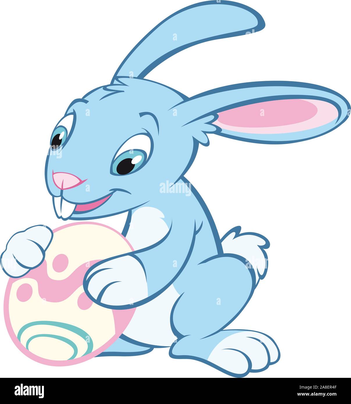 Easter bunny holding earter egg cartoon illustration Stock Vector Image ...