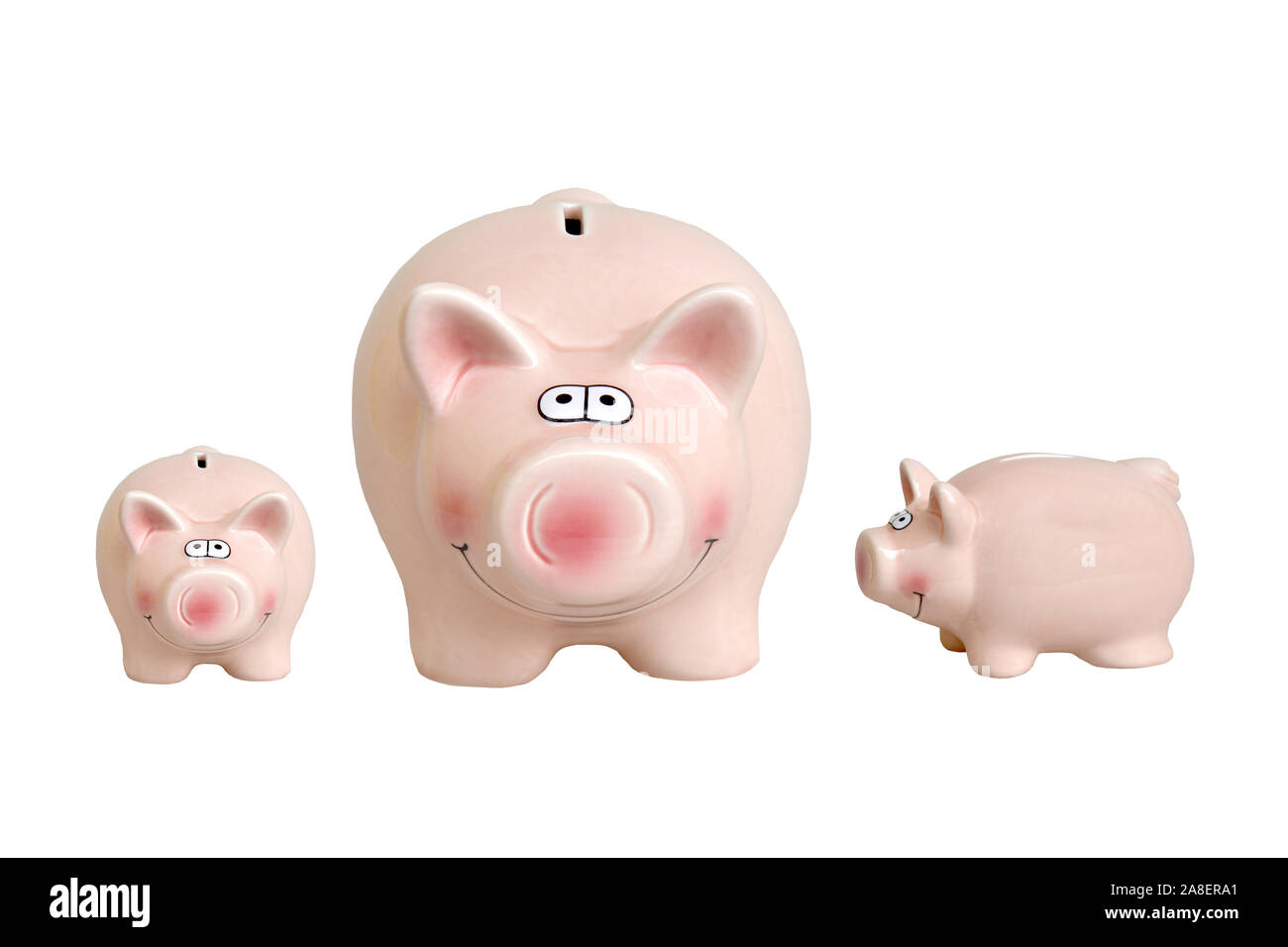 Rosa Sparschwein, Symbol fuer Sparen, zwei, Babyschweine, Stock Photo