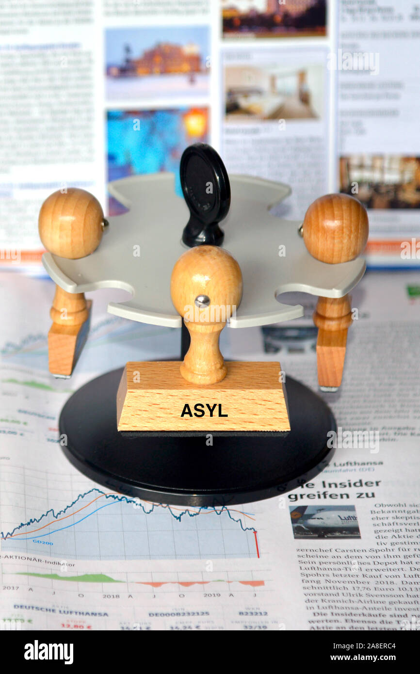 Stempel mit der Aufschrift: ASYL Stock Photo
