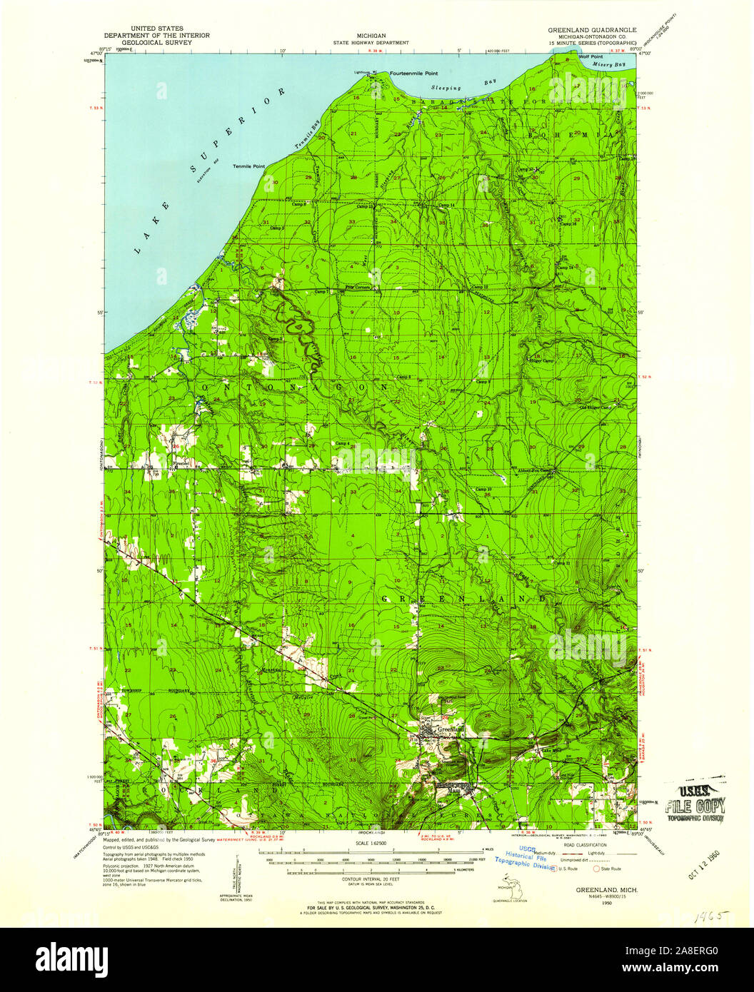 Michigan map 1950 hi-res stock photography and images - Alamy