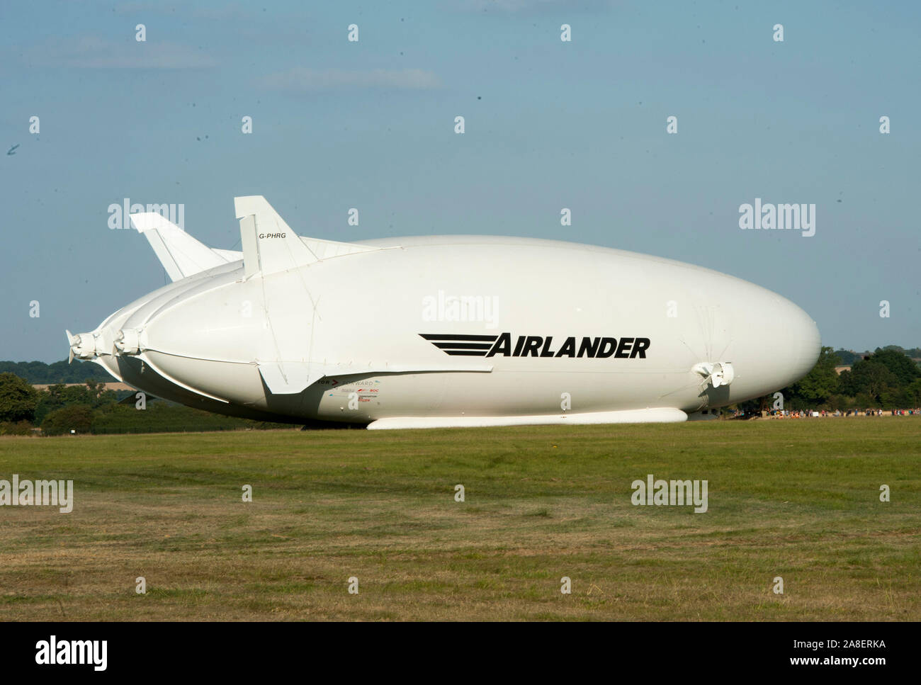 The Worlds largest Aircraft The Airlander 10 takes off on its maiden flight from an Airfield in Bedford, England. 17/08/2016 Stock Photo