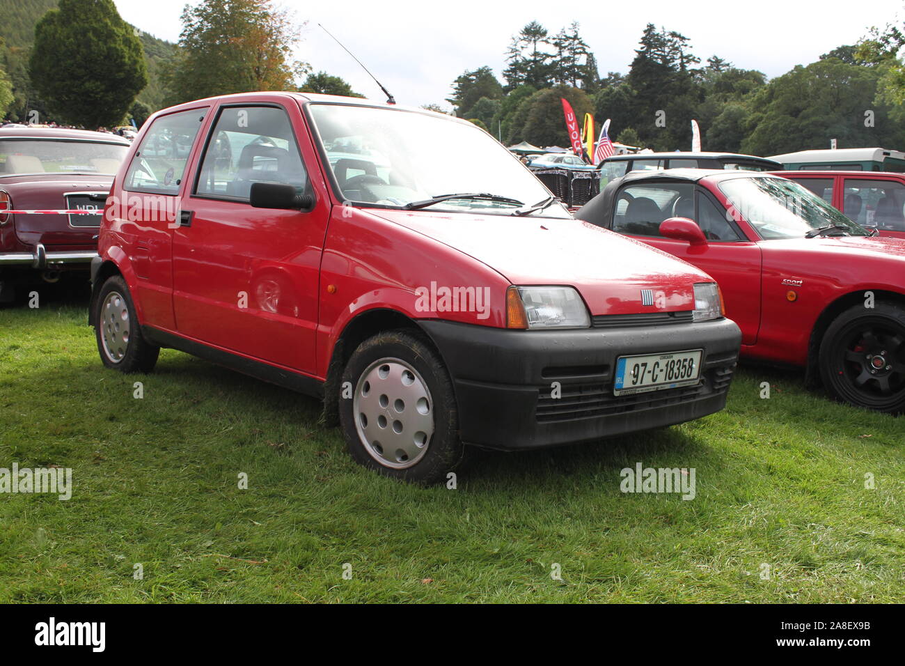 Red 1997 Fiat Cinquecento Maq seen at Kilbroney Vintage Show 2019 Stock Photo