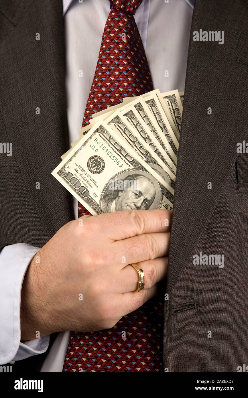 Hand mit Dollarscheine, Geschäftsmann, Schwarzgeld, Stock Photo