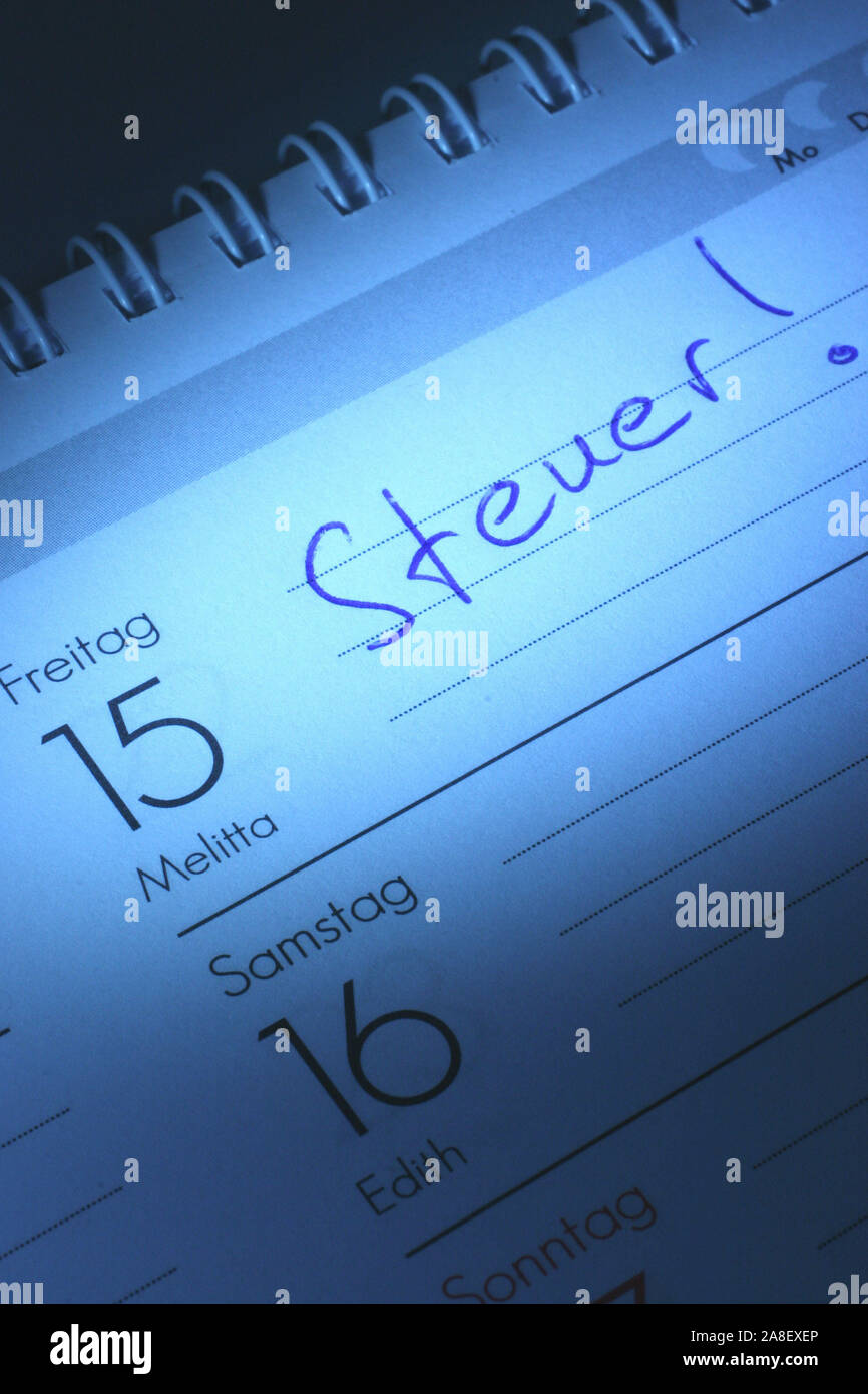 Kalendereintrag, Steuer, Terminabgabe, Termin, Kalender, Stock Photo