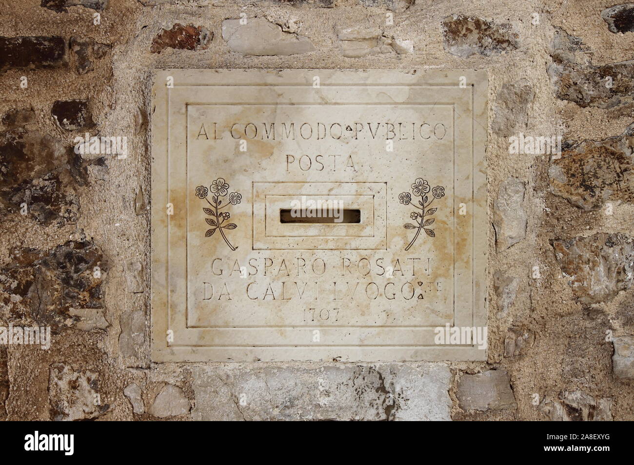 Historic mailbox in Monteleone di Spoleto, Italy Stock Photo
