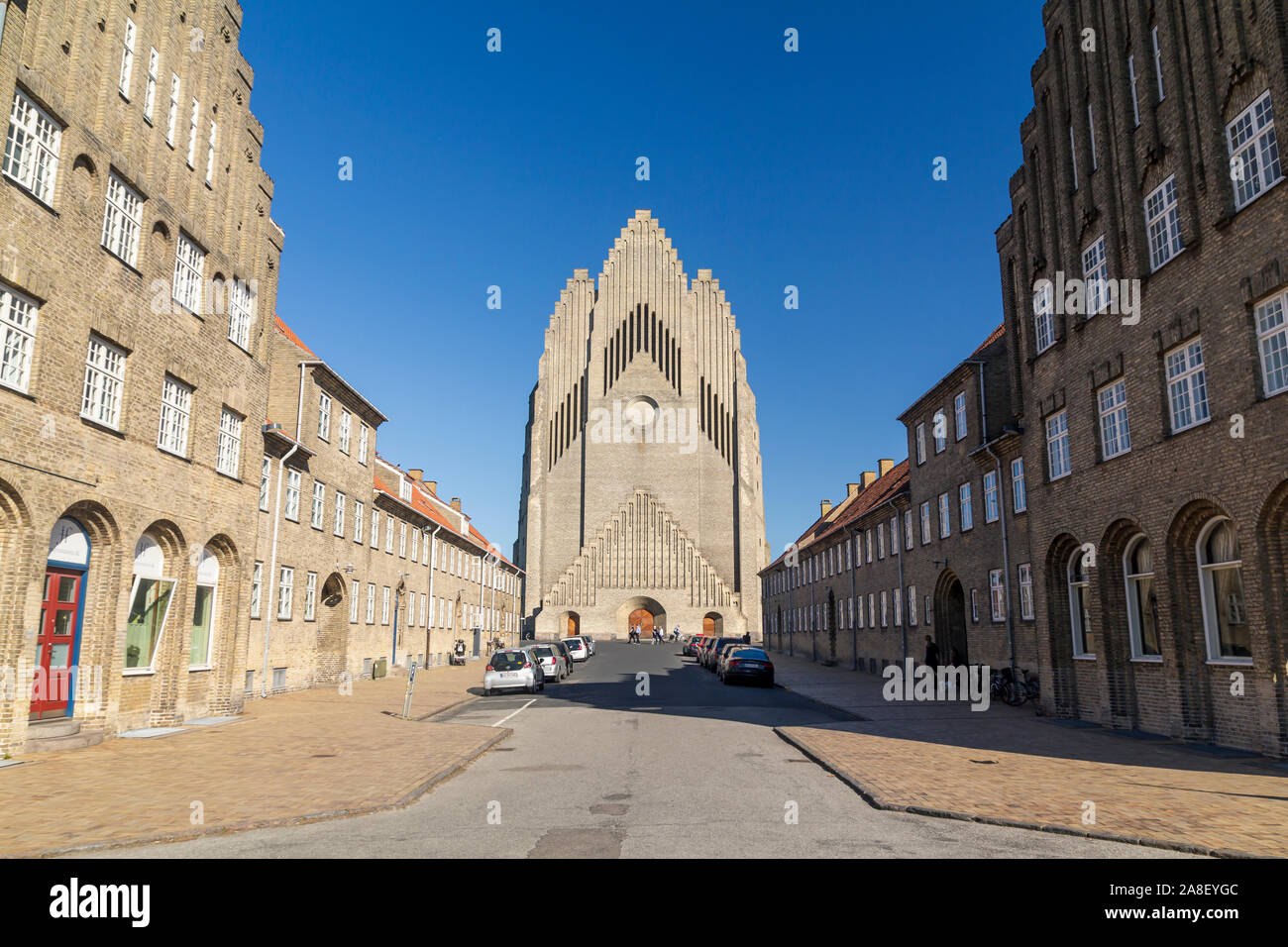 The Grundtvig's Church in the Bispebjerg district of Copenhagen, a rare example of expressionist church. archit Stock Photo