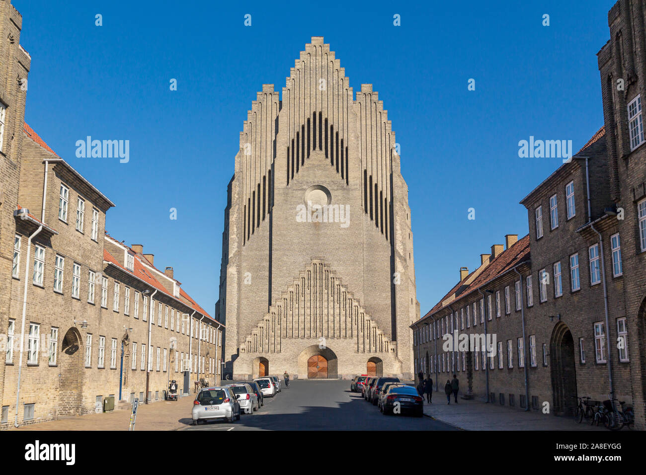 The Grundtvig's Church in the Bispebjerg district of Copenhagen, a rare example of expressionist church. archit Stock Photo