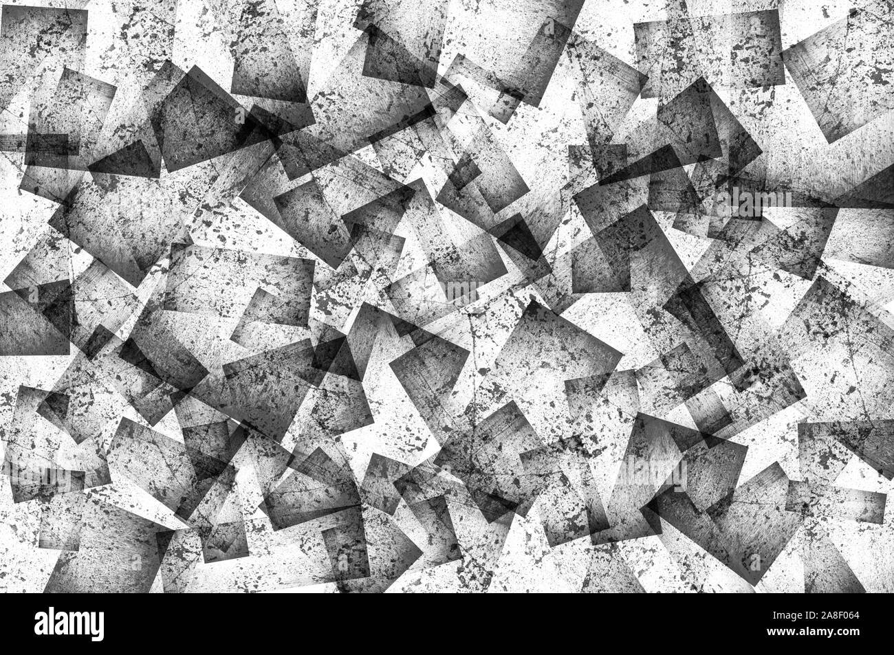 Abstract black and white grunge background textured with rectangles Stock Photo