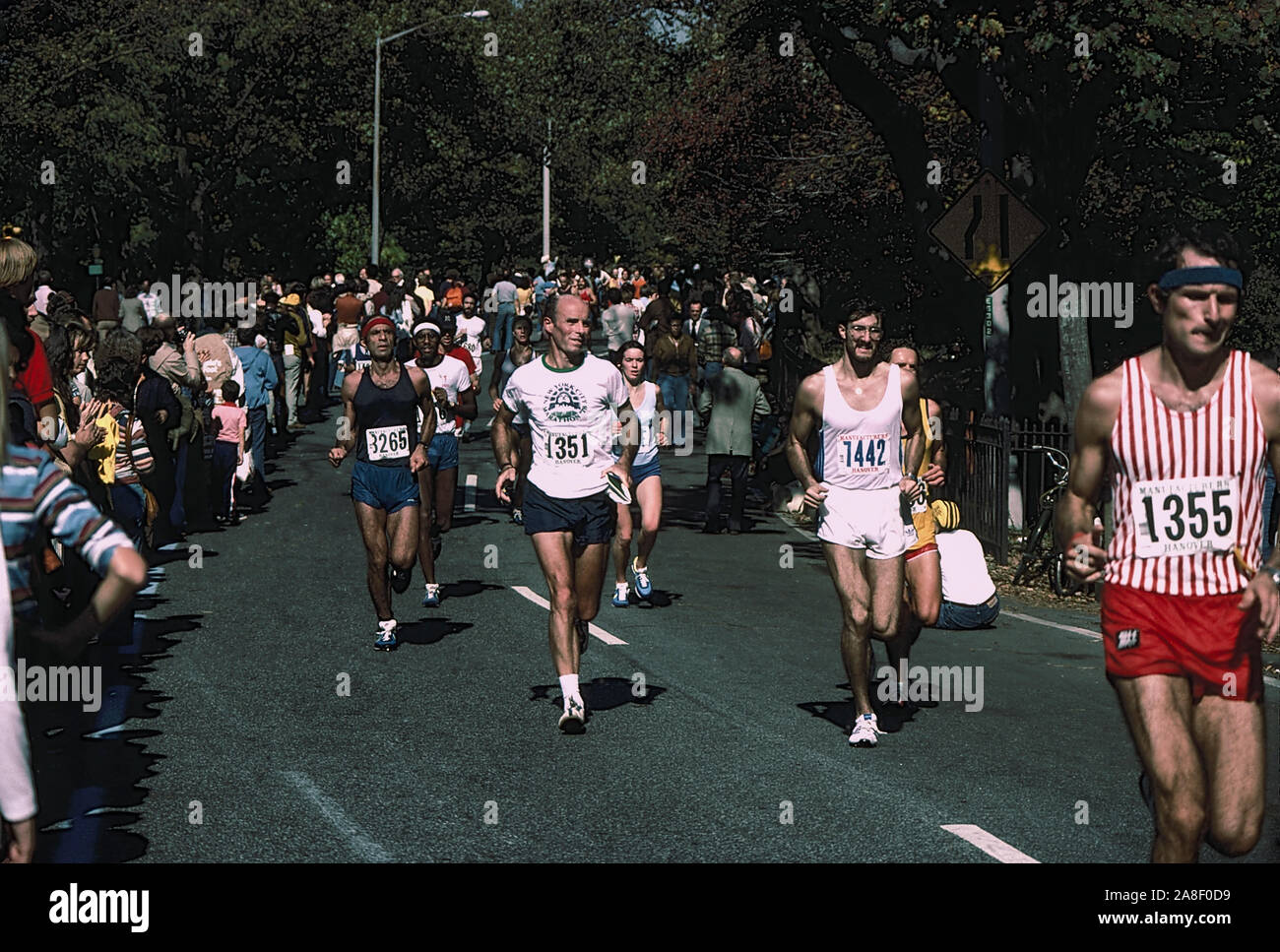 Runners in Central Park competing in the 1978 NYC Marathon Stock Photo