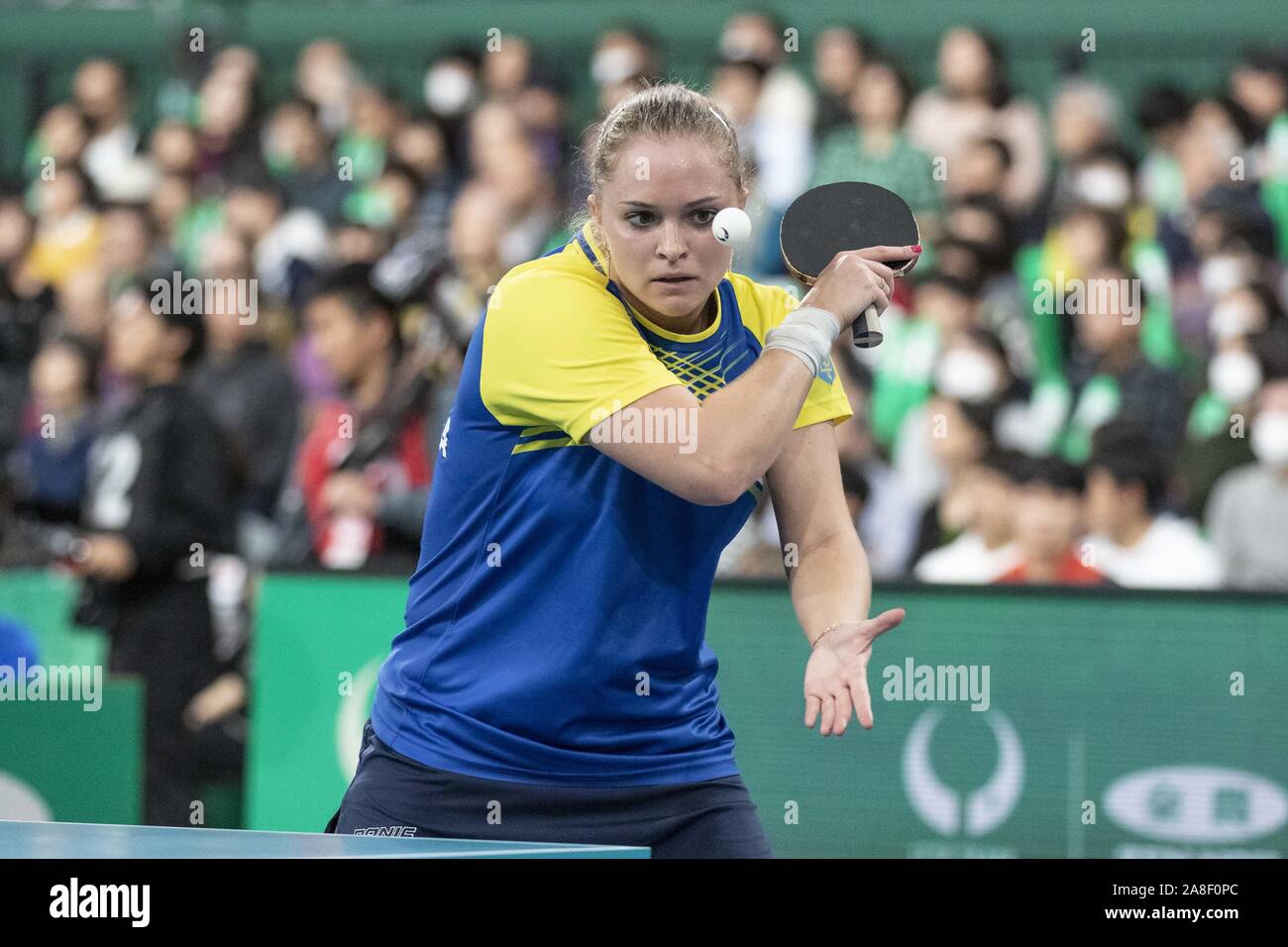 Tokyo Japan 8th Nov 19 Margaryta Pesotska Of Ukraine In Action Against Hyowon Suh Of Republic Of Korea During The Women S Teams Quarterfinals Match At The International Table Tennis Federation Ittf Team Tokyo Japan 8th Nov 19 Margaryta Pesotska Of Ukraine In Action Against Hyowon Suh Of Republic Of Korea During The Women S Teams Quarterfinals Match At The International Table Tennis Federation Ittf Team