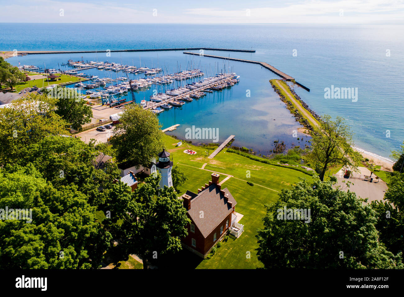 The lighthouse on Lake Huron at Port Sanilac Michigan is a popular