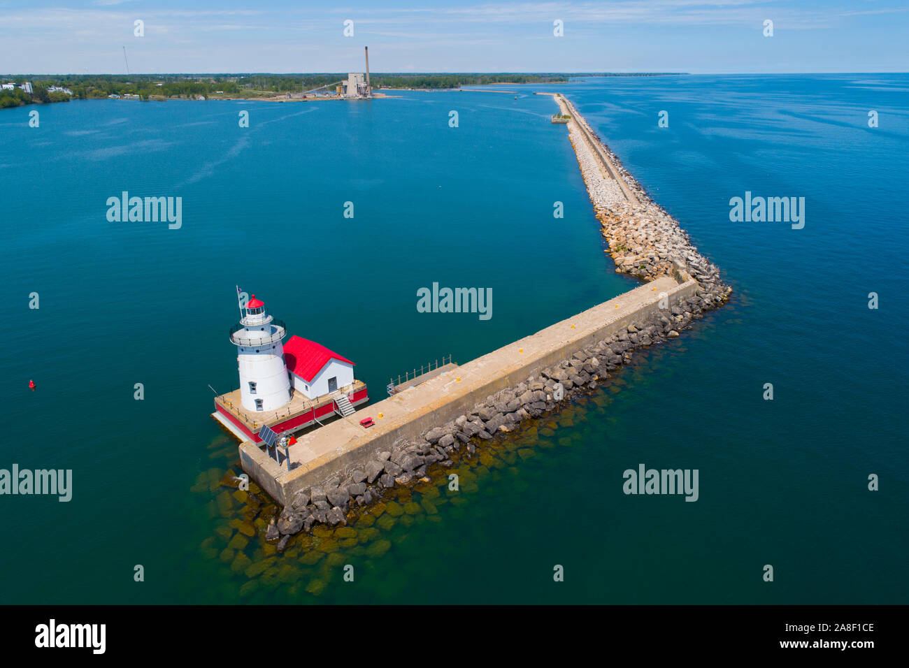 lighthouse and harbor located at Harbor Beach MICHIGAN Stock Photo Alamy