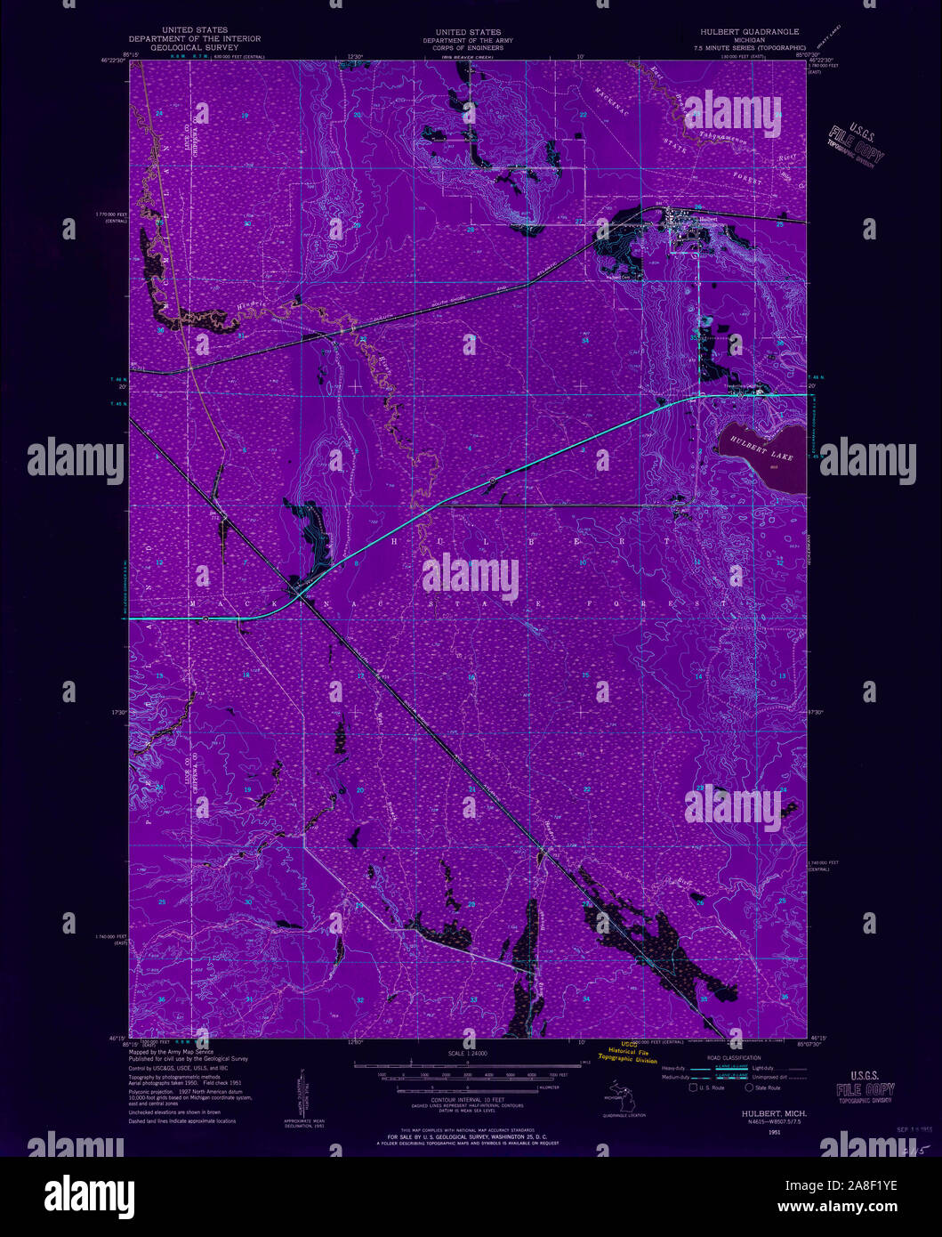 Hulbert michigan map hires stock photography and images Alamy