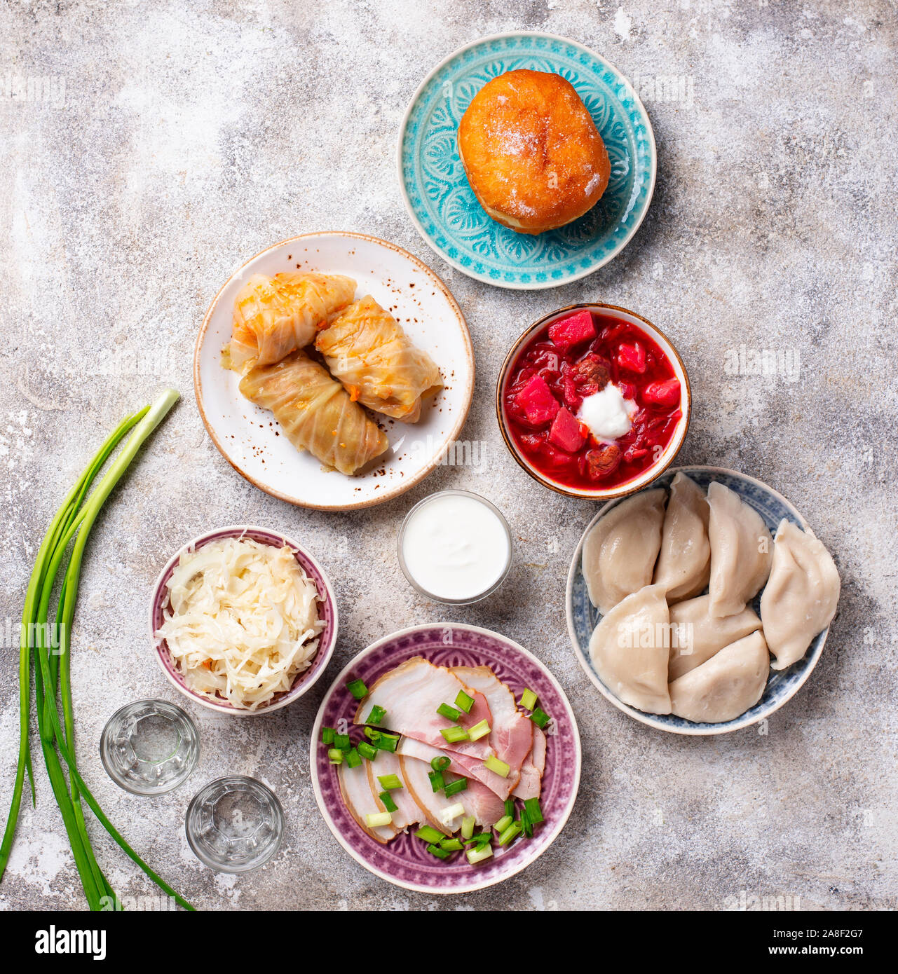 Assortment of traditional Ukrainian food Stock Photo - Alamy