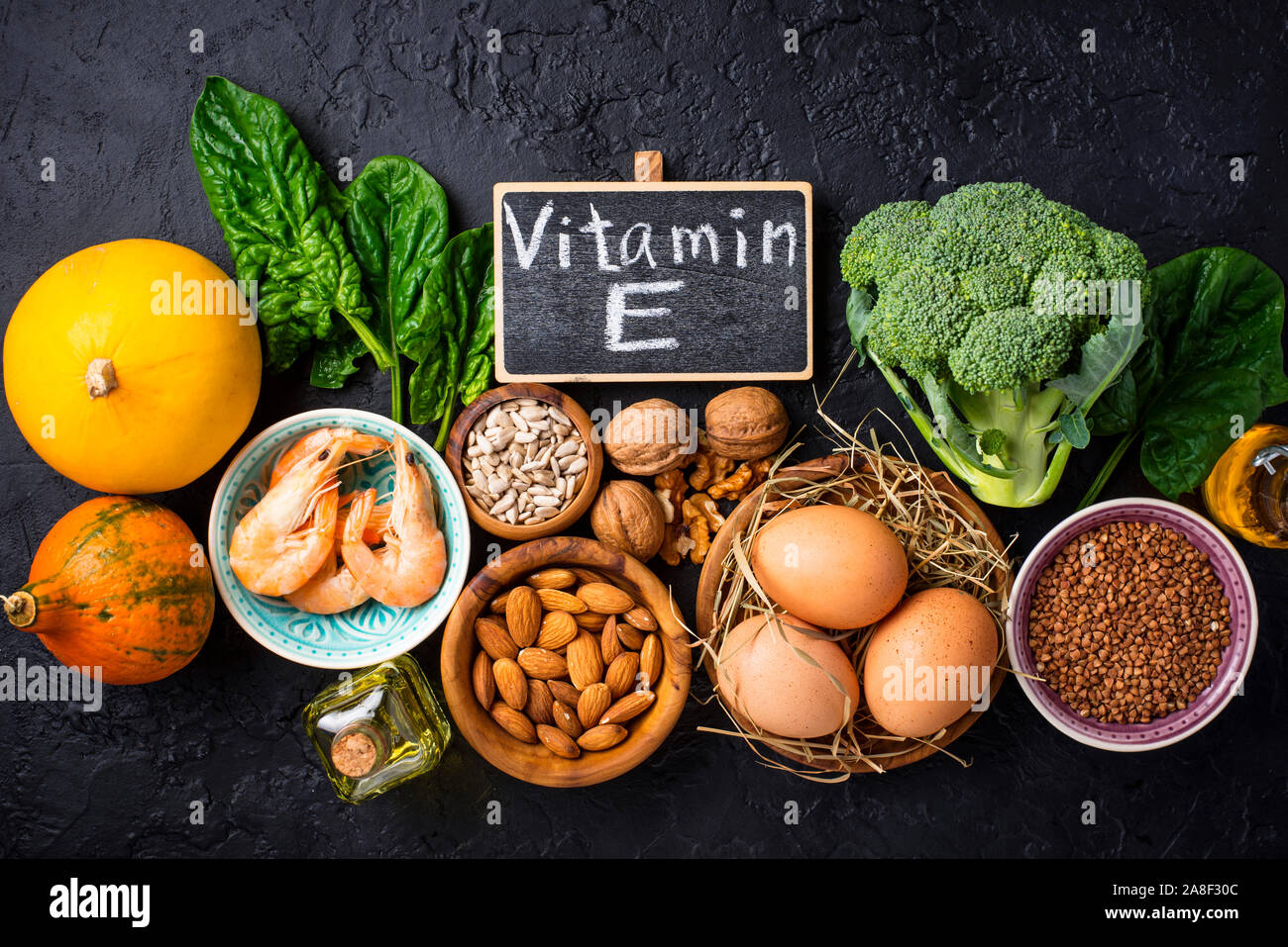 Assortment food sources of vitamin E Stock Photo - Alamy
