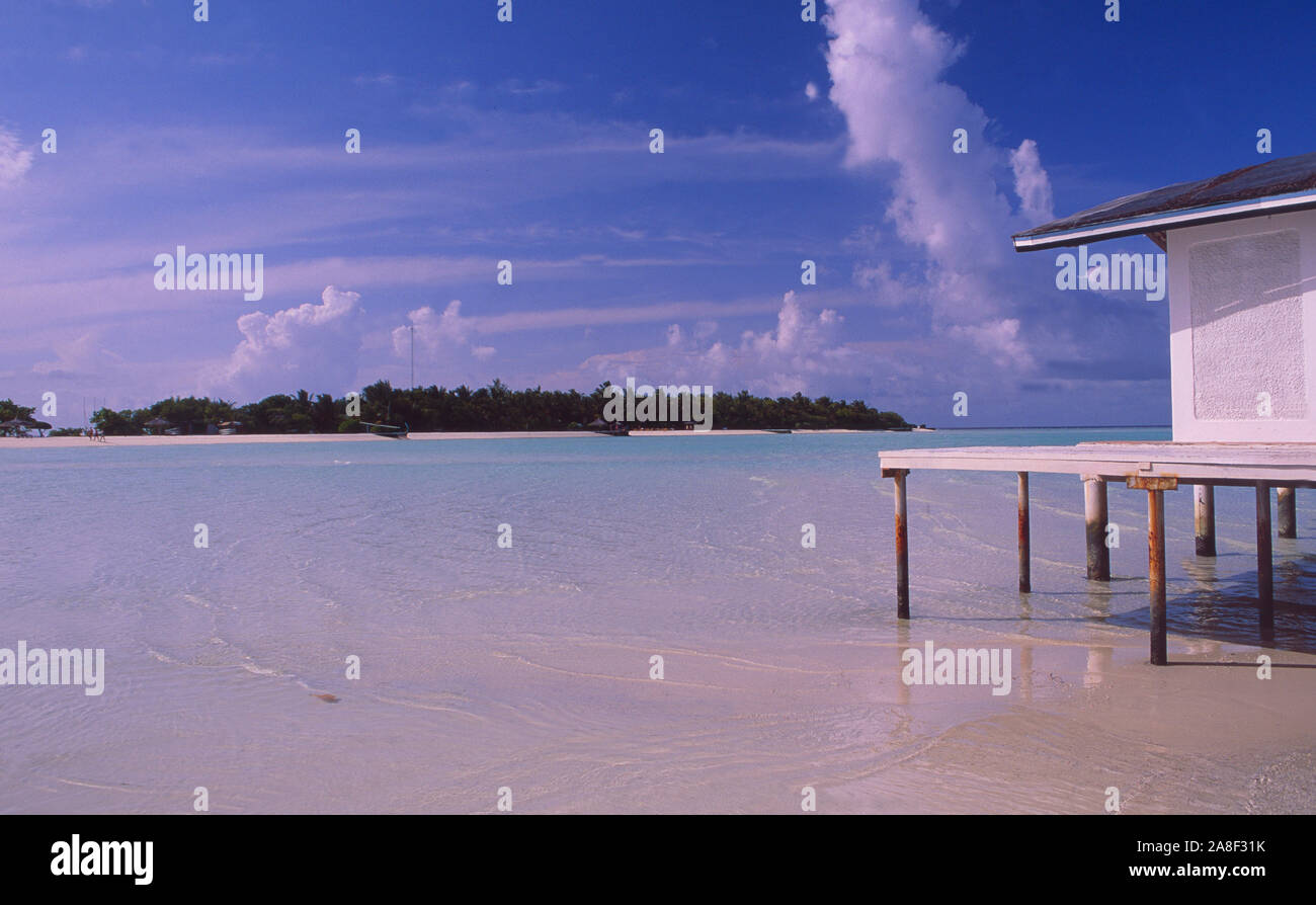 Maledives: The beach of Rihivelli Island in the Ari Atoll, Stock Photo