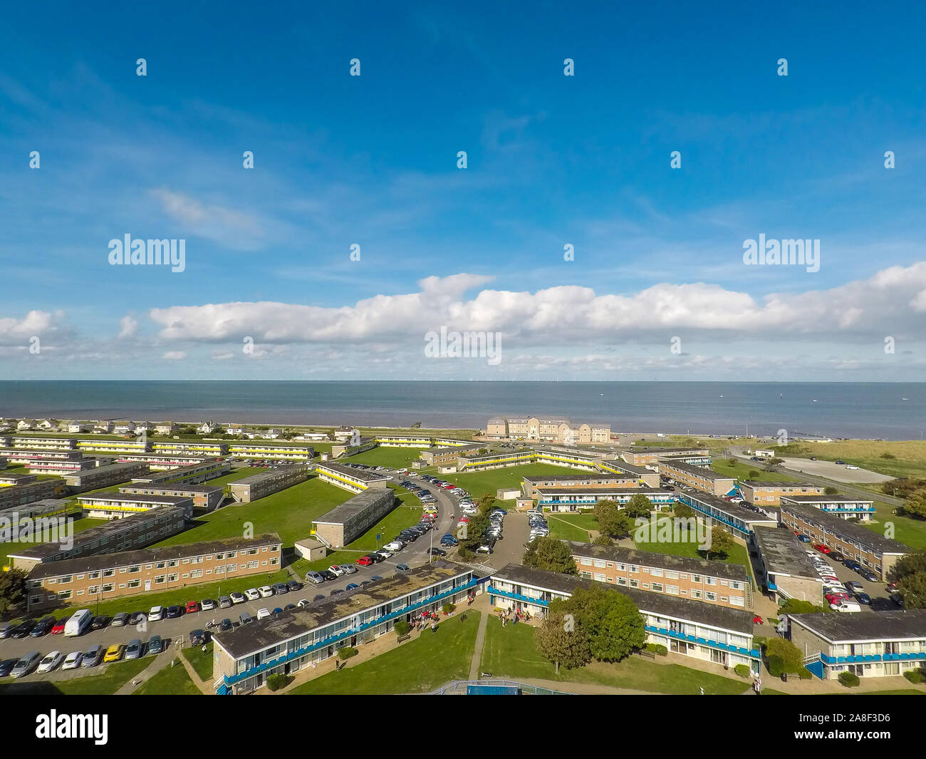 Aerial view, photo of the famous Welsh holiday destination Prestatyn ...