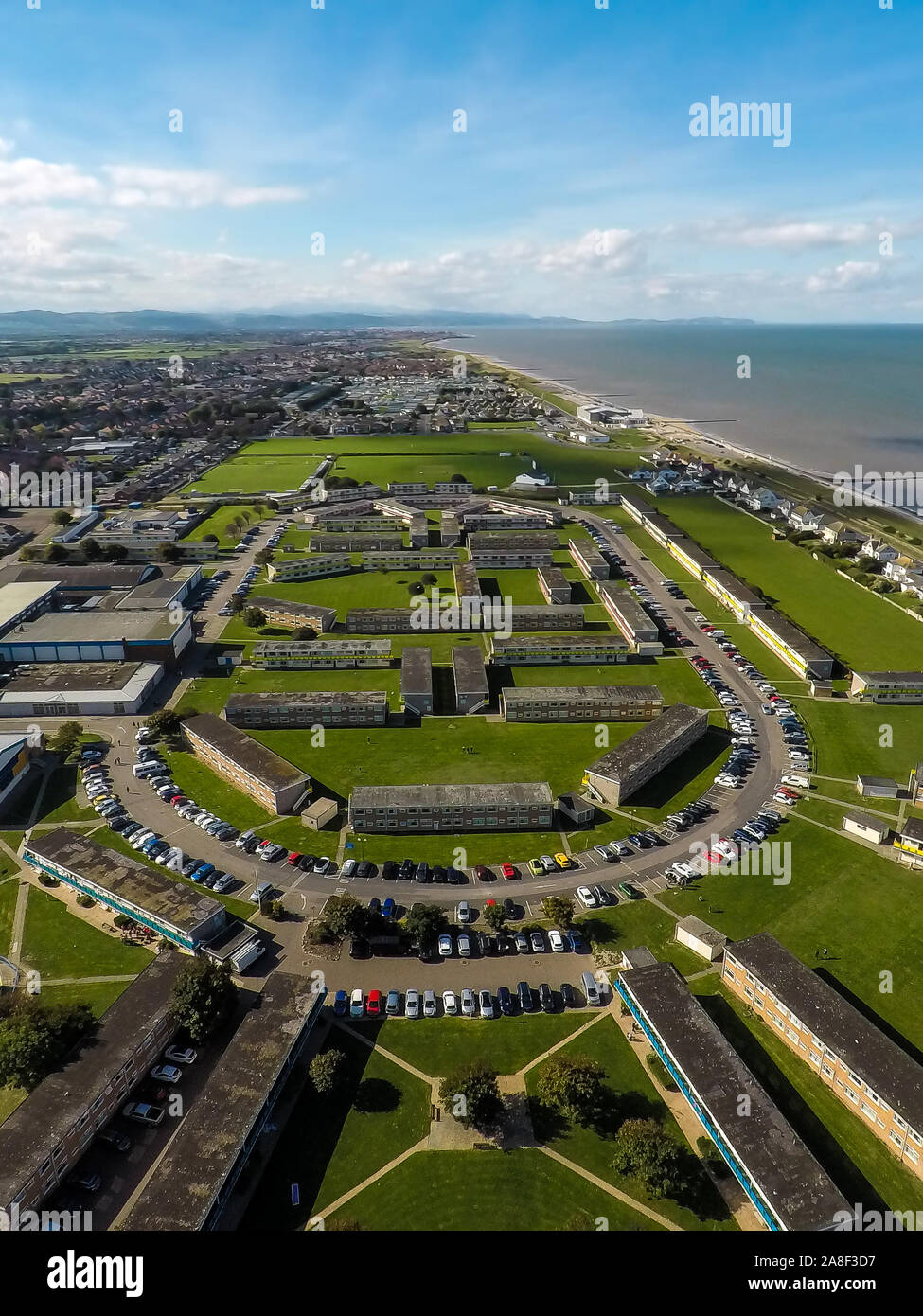 Aerial views, photography of the Pontins Prestatyn resort, holiday