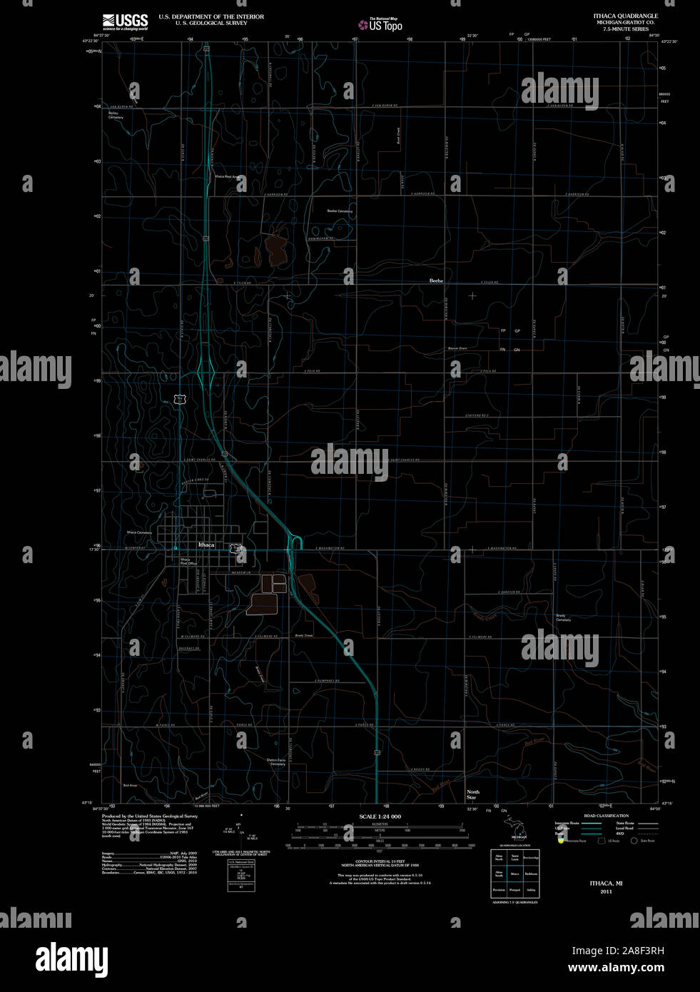 Map of ithaca michigan hires stock photography and images Alamy