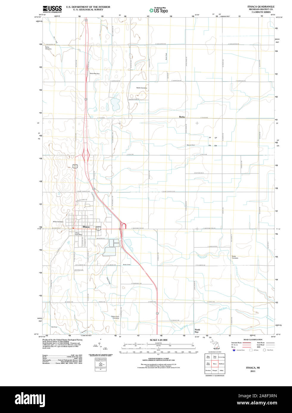 Ithaca michigan map Cut Out Stock Images & Pictures Alamy