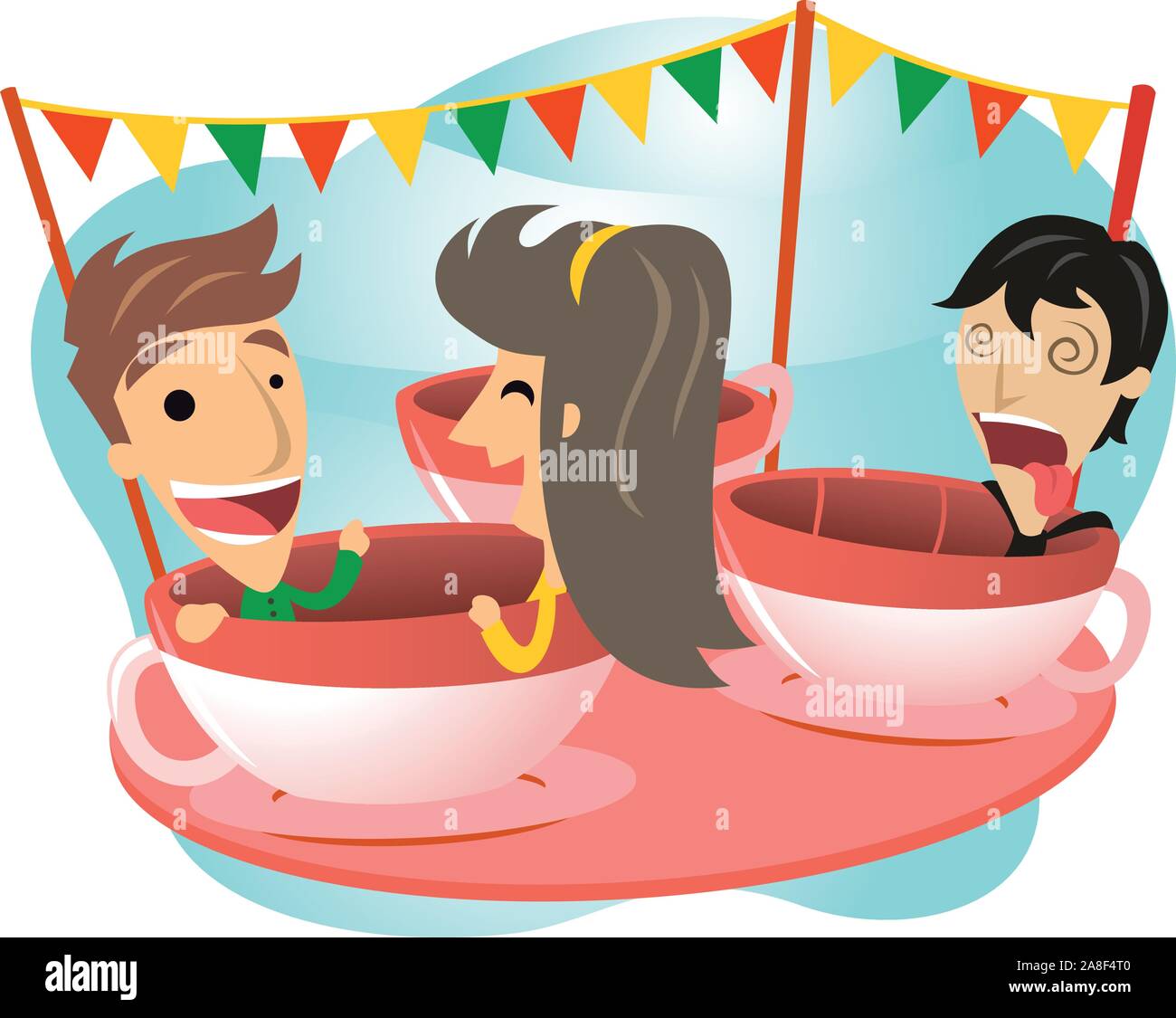 Spinning around carnival ride cartoon illustration Stock Vector Image