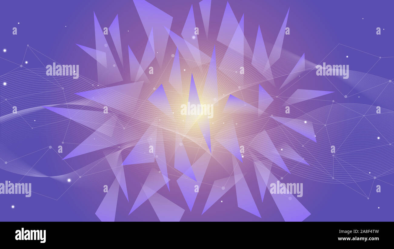 Abstract polygonal space low poly dark background with connecting dots, lines and geometirc shapes. Futuristic connection structure for science and business background. Stock Photo