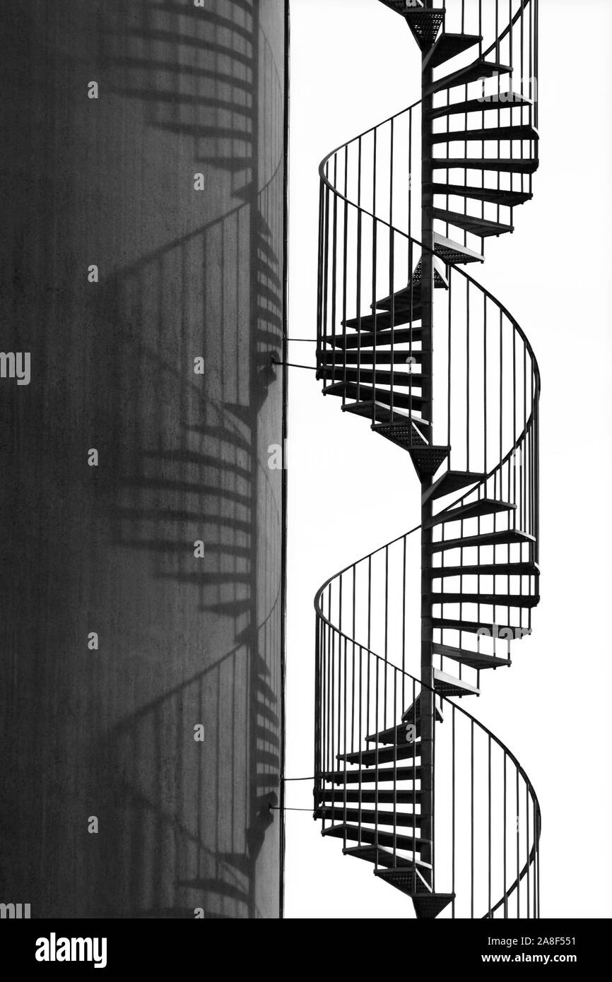 Wendeltreppe aus Stahl, Spiralförmig, Stock Photo