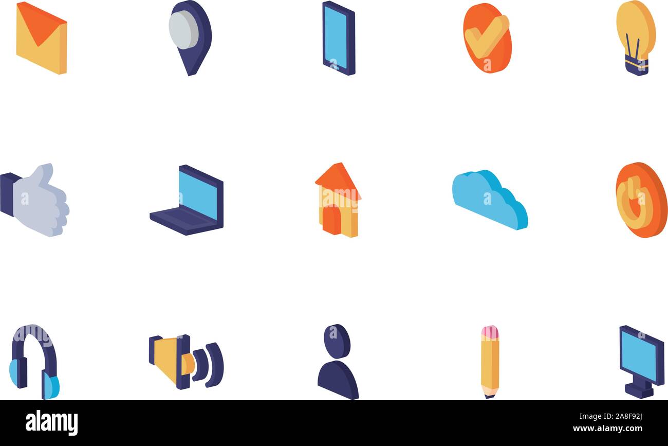 Isolated and isometric icon set vector design Stock Vector Image & Art ...
