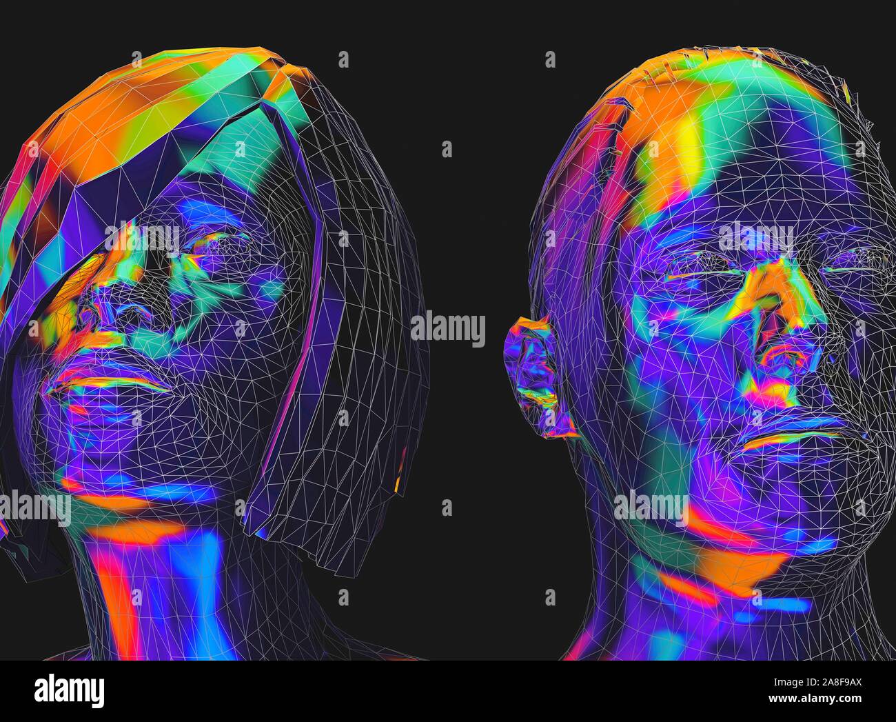Female head 3d wireframe hi-res stock photography and images - Alamy