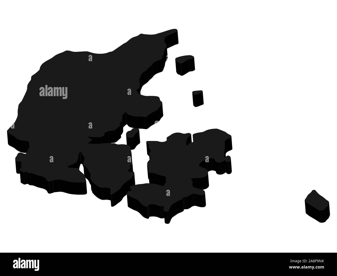 3D Denmark map silhouette black Vector illustration. EPS10 Stock Vector ...