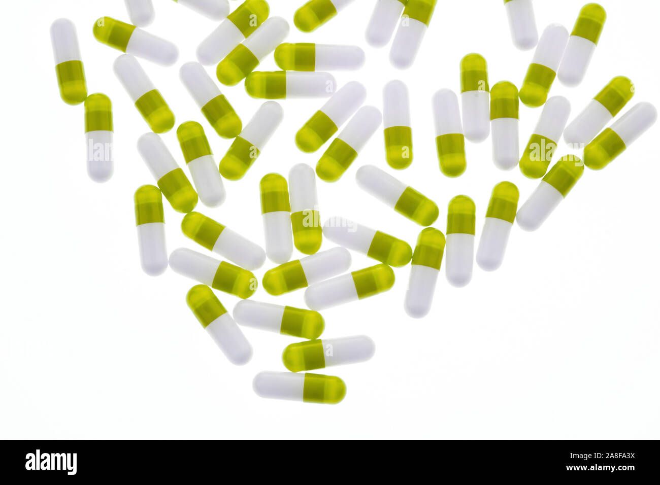 Verschiedene Tabletten, Schmerztabletten, Tablettensucht, Kapseln, Stock Photo