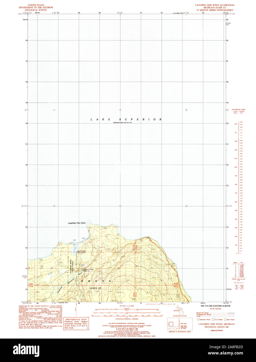 USGS TOPO Map Michigan MI Laughing Fish Point 276520 1985 24000 Stock ...