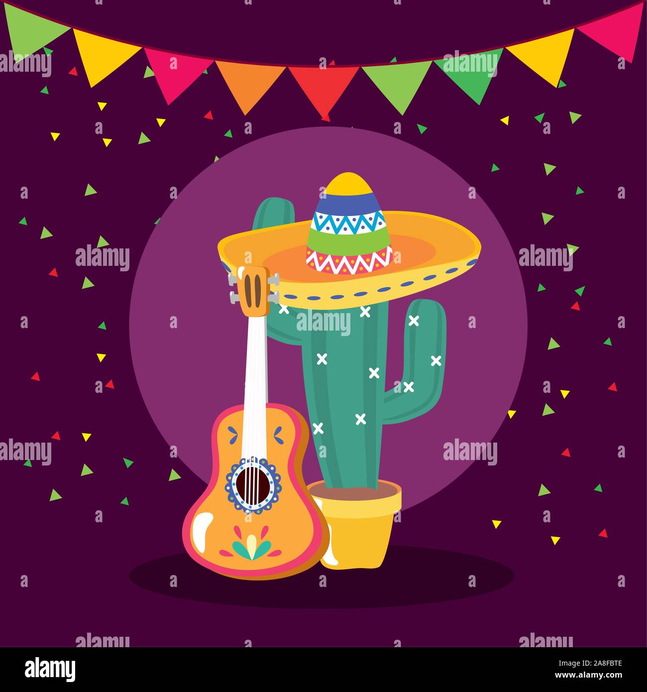 Mexican cactus and guitar vector design Stock Vector Image & Art - Alamy