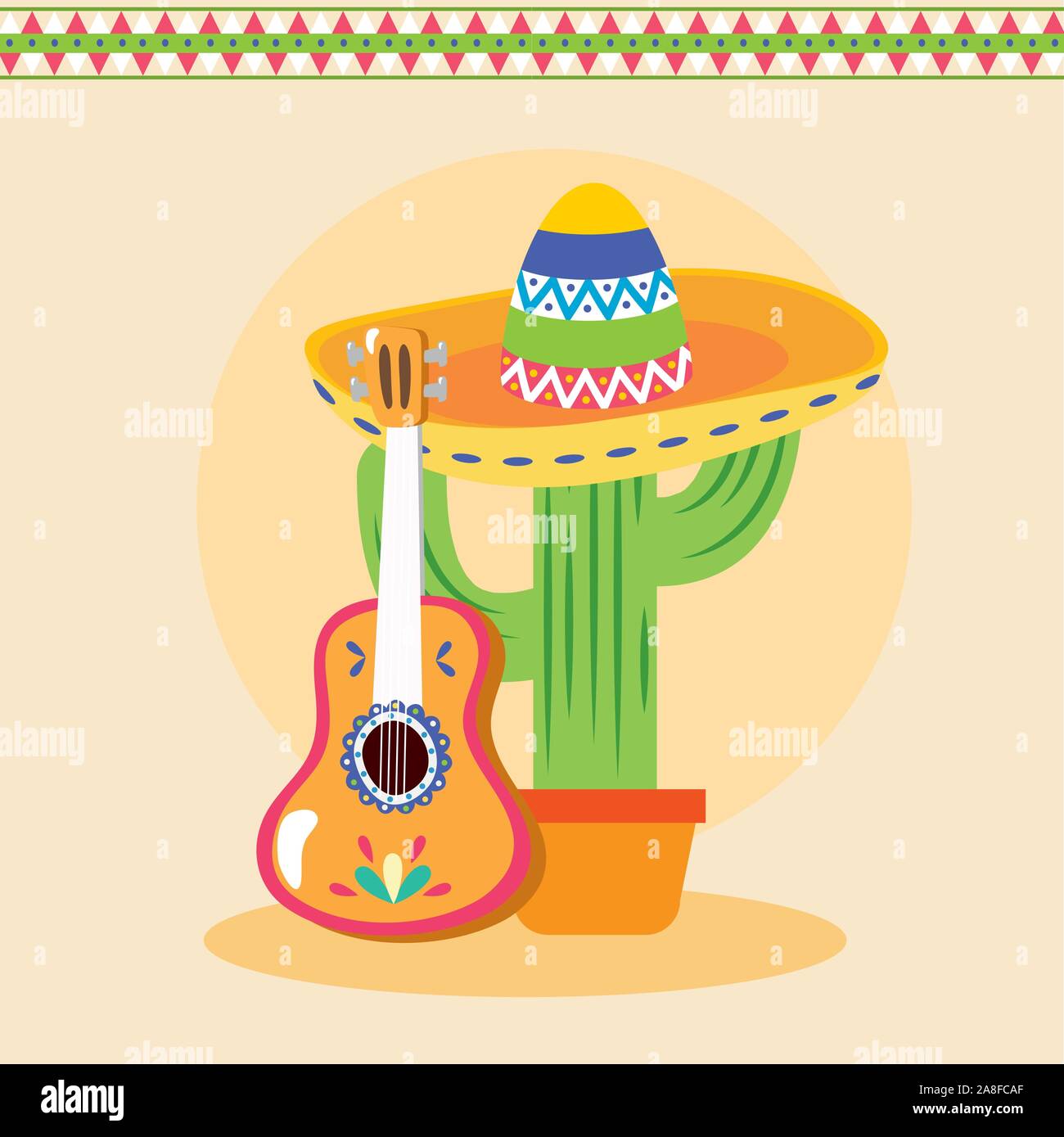 Mexican cactus and guitar vector design Stock Vector Image & Art - Alamy
