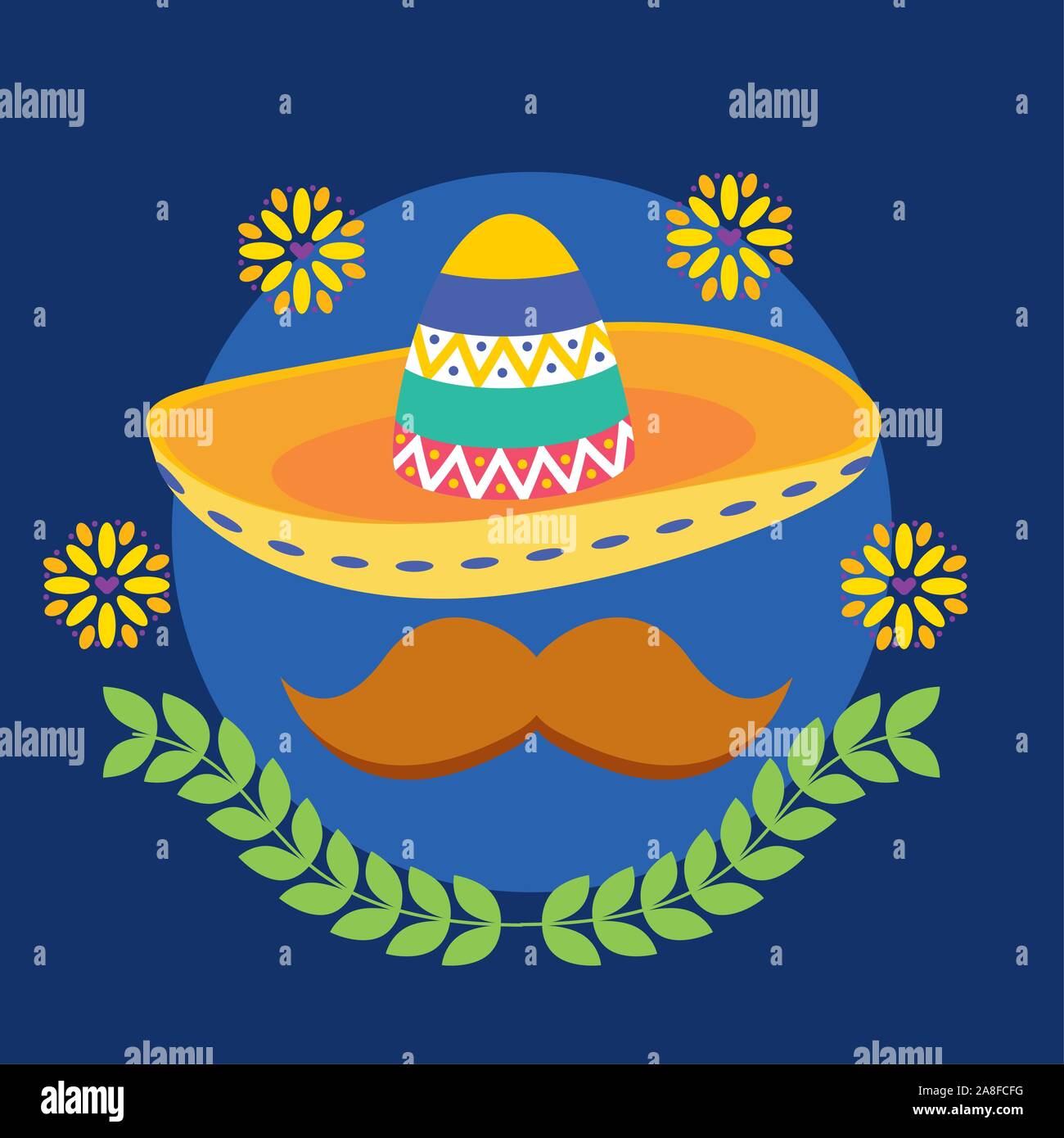 Mexican hat and mustache vector design Stock Vector Image & Art - Alamy
