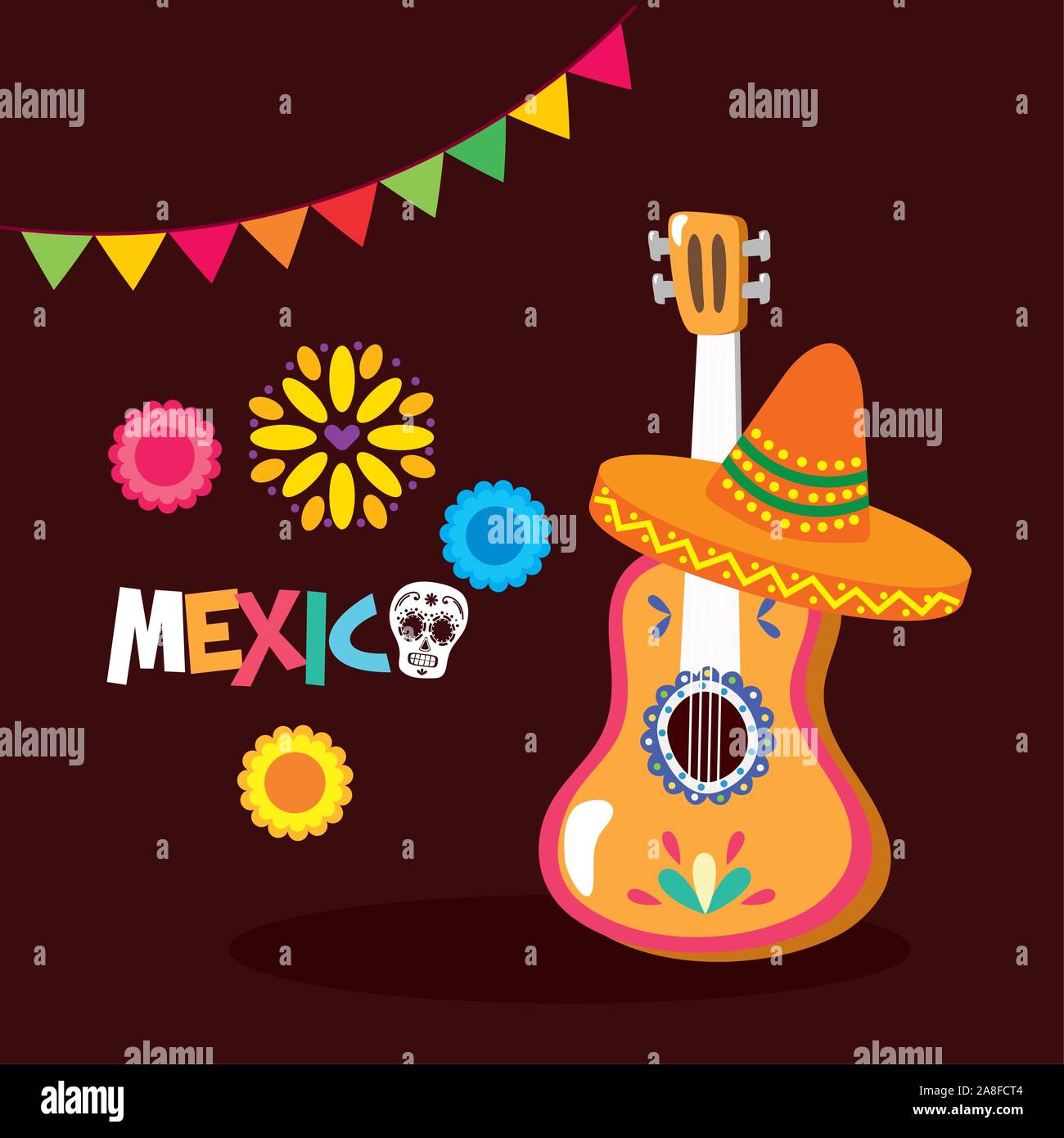 Mexican guitar and hat vector design Stock Vector Image & Art - Alamy