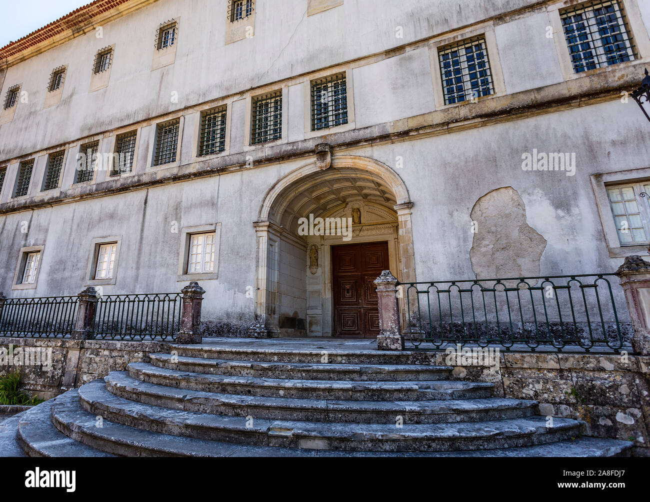 Facade and main entrance to the convent building of the Monastery of Saint Mary of Lorvao, Coimbra, Portugal Stock Photo