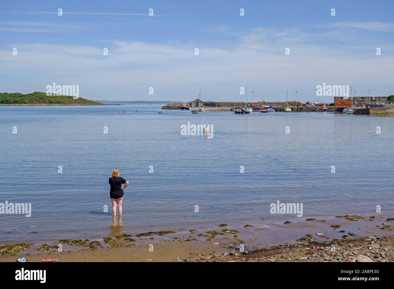 The harbour and bay at Garlieston,  Wigtownshire,  Dumfries and Galloway,   Scotland,  UK. Stock Photo