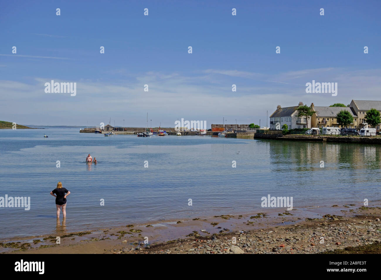The harbour and bay at Garlieston,  Wigtownshire,  Dumfries and Galloway,   Scotland,  UK. Stock Photo