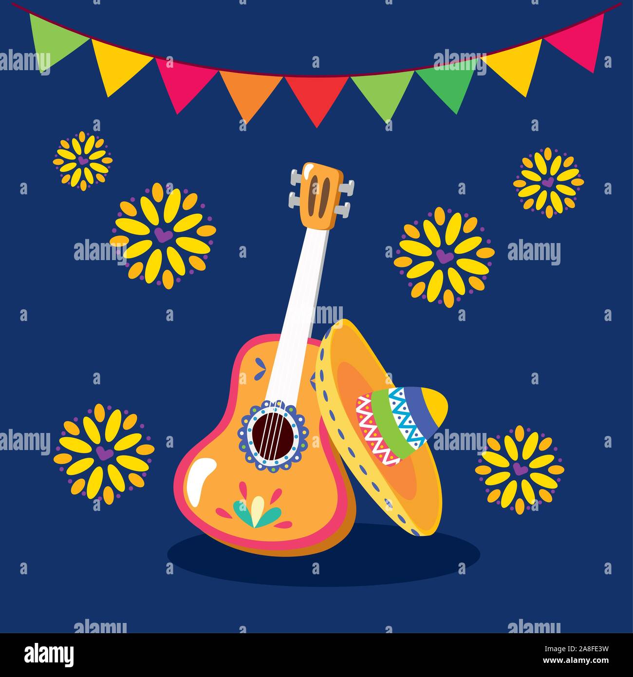 Mexican guitar and hat vector design Stock Vector Image & Art - Alamy