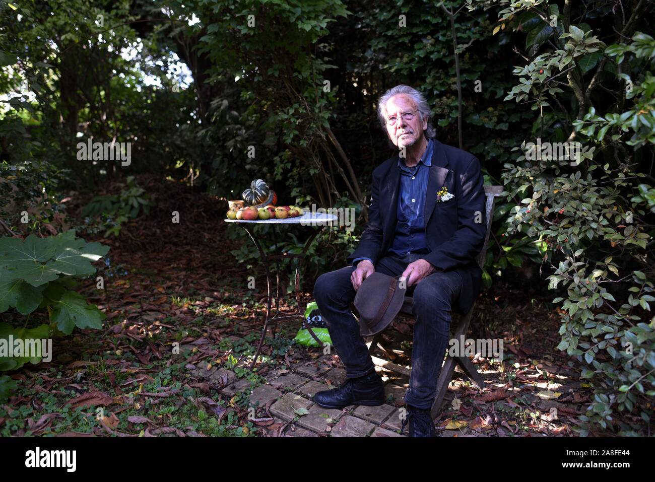 *** STRICTLY NO SALES TO FRENCH MEDIA OR PUBLISHERS *** October 10, 2019 - Chaville, France: Portrait of Austrian author Peter Handke at his home after learning he was awarded the Nobel Prize of Literature 2019. Stock Photo